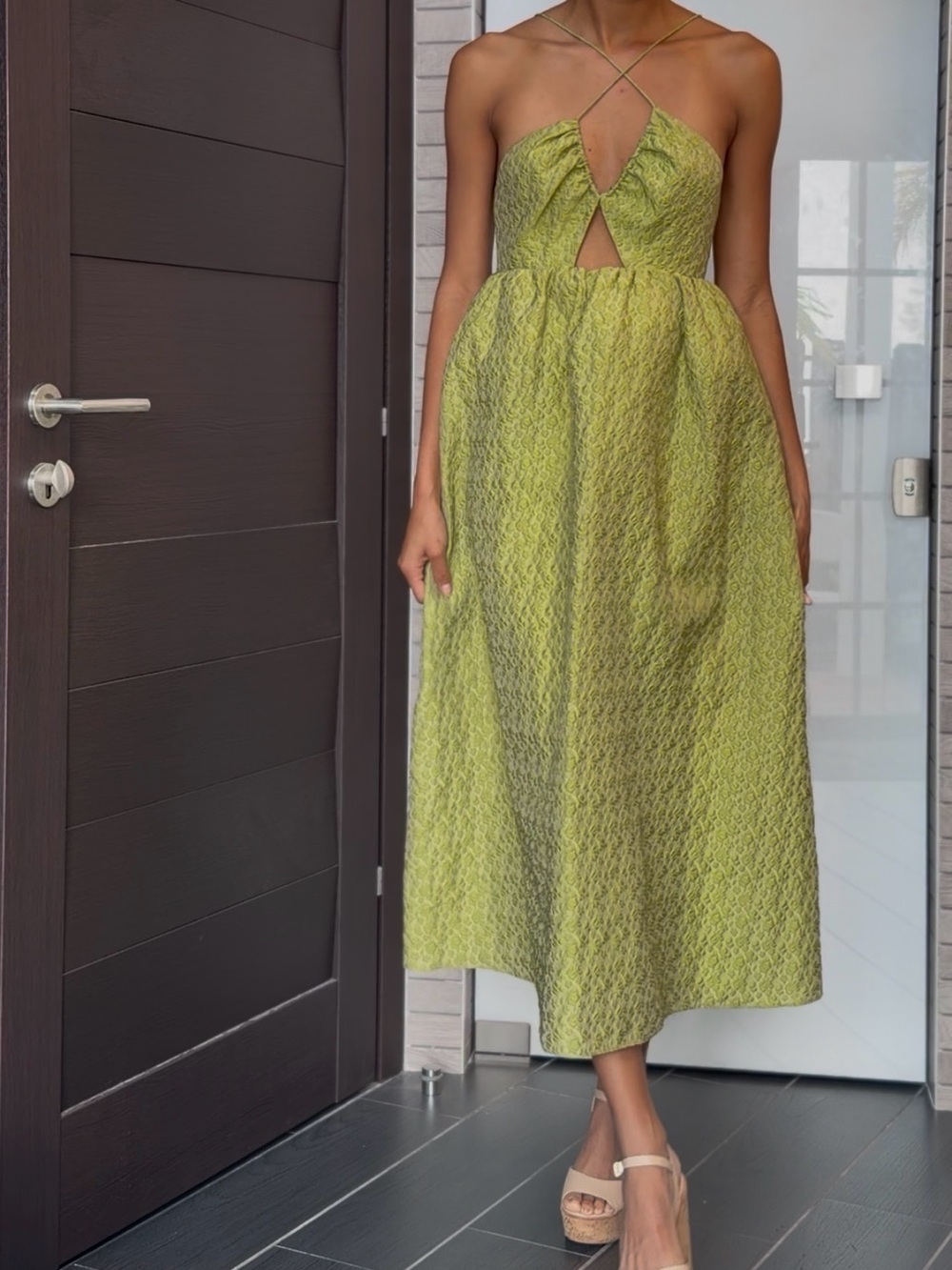 ASOS Yellow Ruched Sundress Spaghetti Strap - Picture 1 of 12